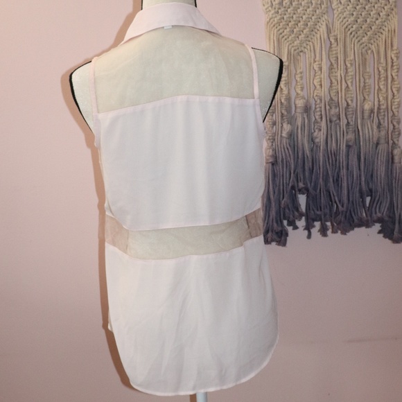 Express the portofino shirt Pastel pink sheer top - Picture 5 of 7